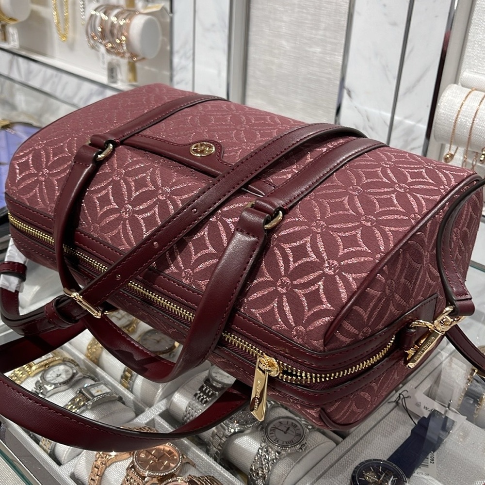 MICHAEL KORS JST TRAVEL MEDIUM DUFFLE SATCHEL SHOULDER CROSSBODY BAG MK OXBLOOD - Picture 9 of 16
